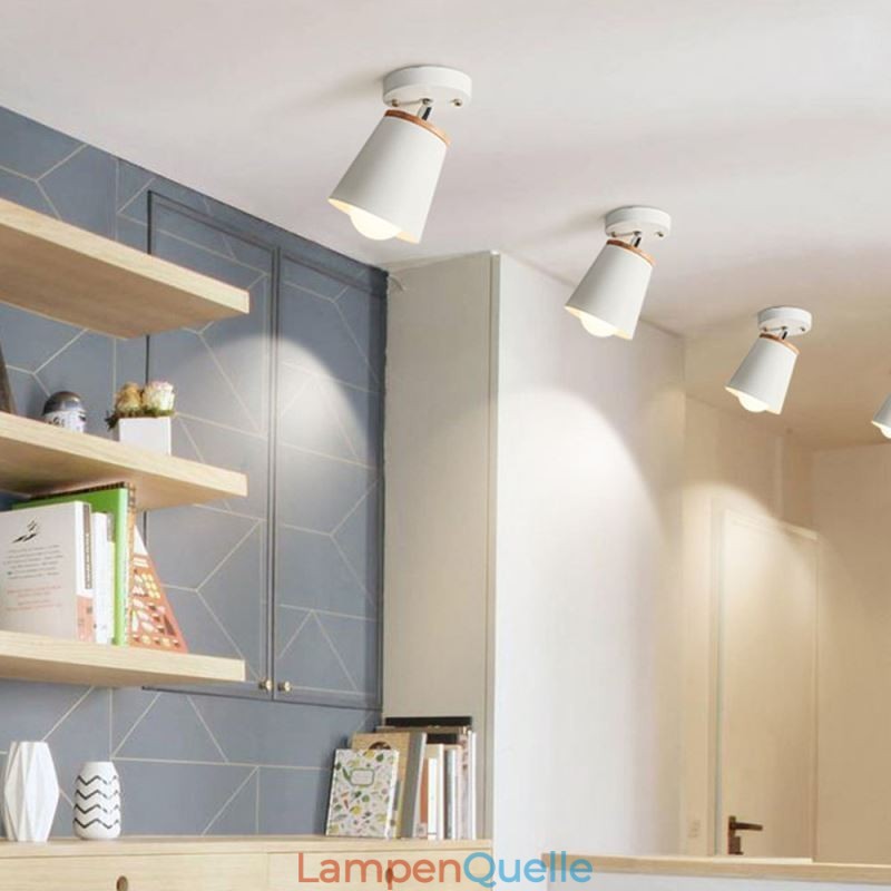 Nordischer Eisenstrahler, einfache Deckenleuchte aus Holz (Einzellicht)