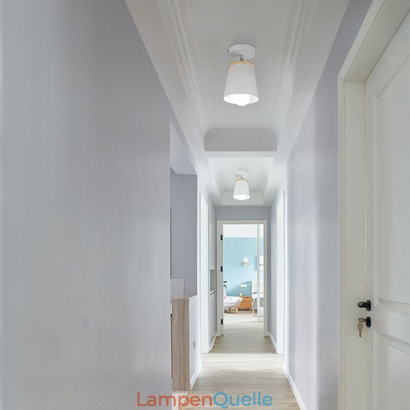 Nordischer Eisenstrahler, einfache Deckenleuchte aus Holz (Einzellicht)