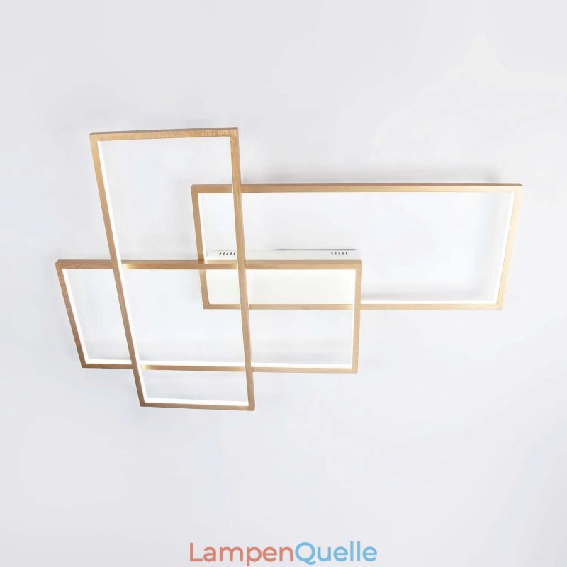 Moderne Deckenleuchte mit zeitgenössischer Aluminium-Malerei in Gold, Unterputzleuchte mit Ferndimmer für Wohnzimmer, Schlafzimmer (kann auch als Wandleuchte verwendet werden)