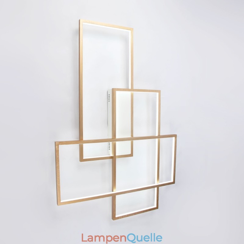 Moderne Deckenleuchte mit zeitgenössischer Aluminium-Malerei in Gold, Unterputzleuchte mit Ferndimmer für Wohnzimmer, Schlafzimmer (kann auch als Wandleuchte verwendet werden)
