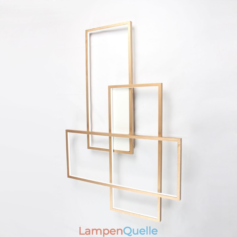 Moderne Deckenleuchte mit zeitgenössischer Aluminium-Malerei in Gold, Unterputzleuchte mit Ferndimmer für Wohnzimmer, Schlafzimmer (kann auch als Wandleuchte verwendet werden)