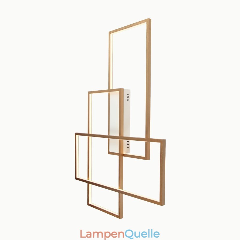 Moderne Deckenleuchte mit zeitgenössischer Aluminium-Malerei in Gold, Unterputzleuchte mit Ferndimmer für Wohnzimmer, Schlafzimmer (kann auch als Wandleuchte verwendet werden)