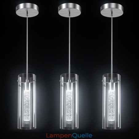 Künstlerische Pendelleuchte mit 3 Lichtern und Glasschirmen, Sockel mit G4-Glühbirne Künstlerische Pendelleuchte mit 3 Lichtern und Glasschirmen, Sockel mit G4-Glühbirne