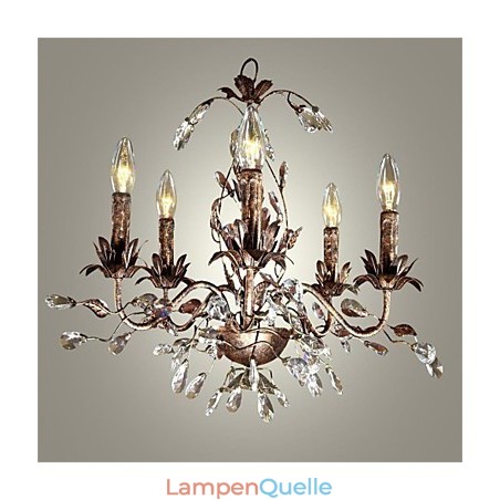 Kronleuchter im Vintage-Kerzenstil aus antikem Messing und Metall