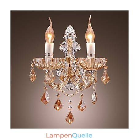 Elegante Kristall-Wandleuchte mit 2 Lichtern Elegante Kristall-Wandleuchte mit 2 Lichtern