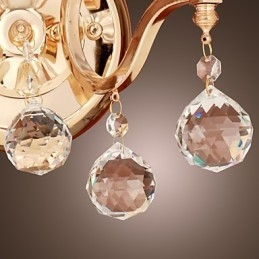 Goldene Kristall-Wandleuchte mit 2 Lichtern