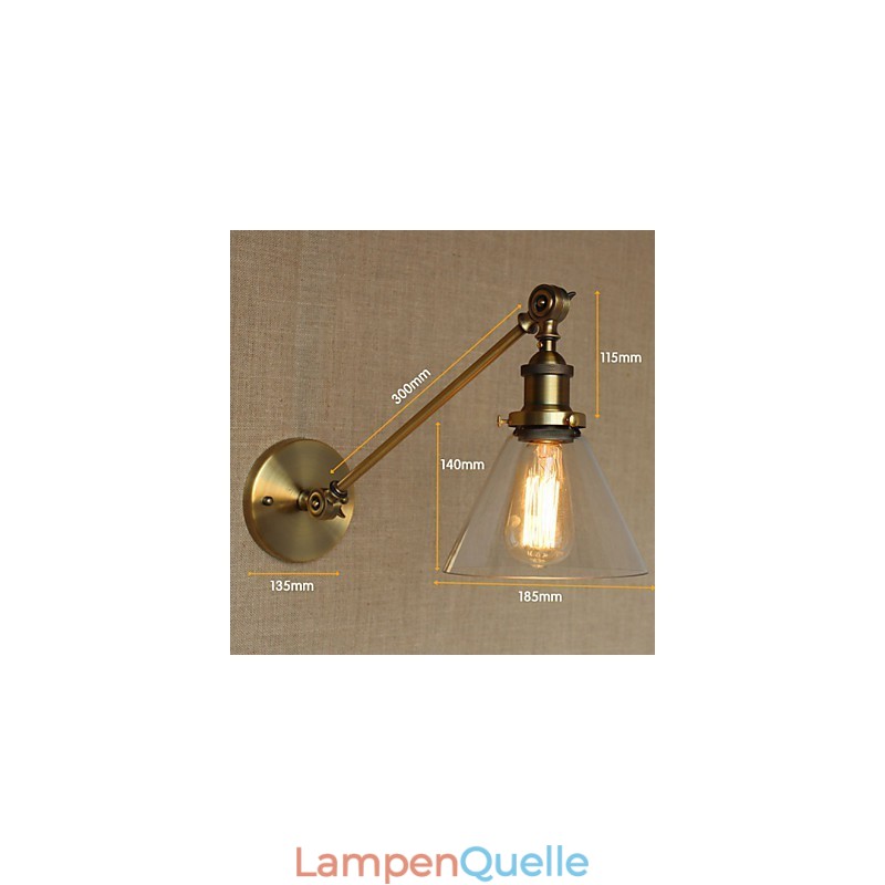 Die Eisen Glas Bronze Messing Arm Stil Retro Kreative Amerikanischen Land Halle Schlafzimmer Wand Lampe