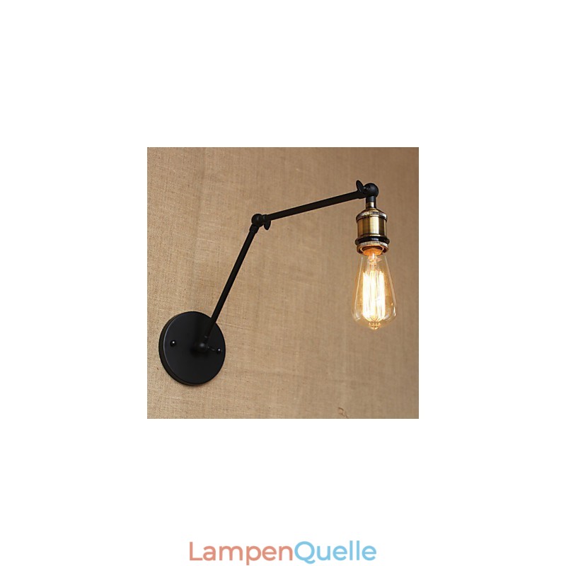 Eine einfache, moderne amerikanische Landhaus-Wandlampe ohne Spiegel, Lampenschirm aus Eisen