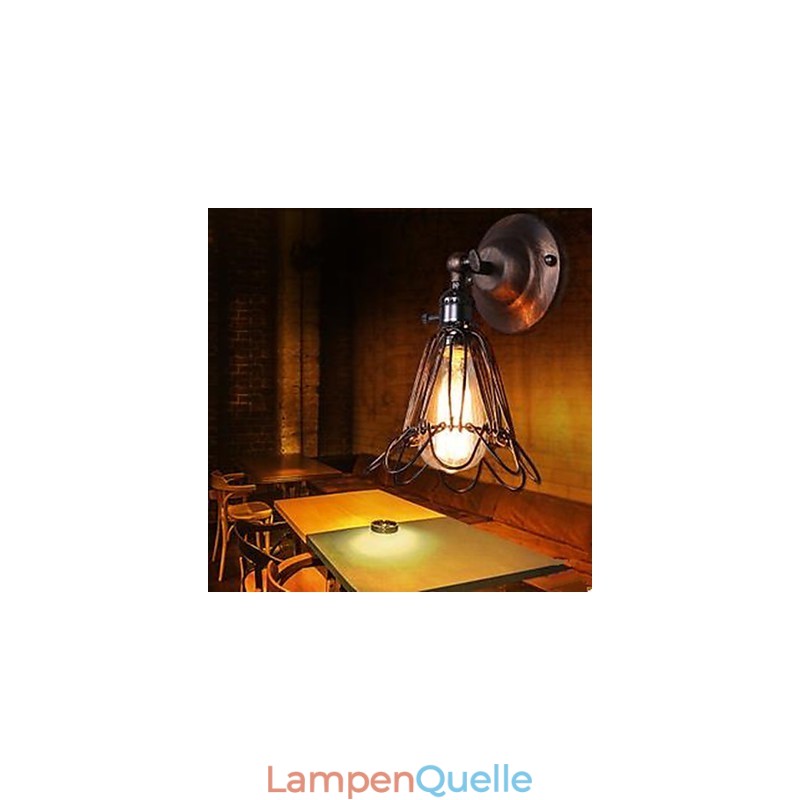 Kleine Käfig-Wandlampe im Industriestil, die alte Wege der Flurlampen und -laternen wiederherstellt