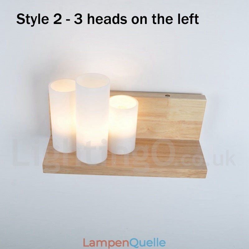 Mini-Stil Wandleuchten mit Glasschirmen Moderne zeitgenössische Holz Bambus Wandleuchte