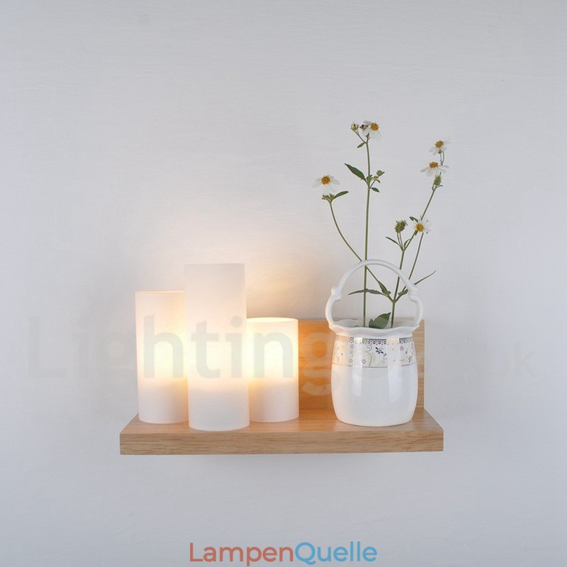 Mini-Stil Wandleuchten mit Glasschirmen Moderne zeitgenössische Holz Bambus Wandleuchte