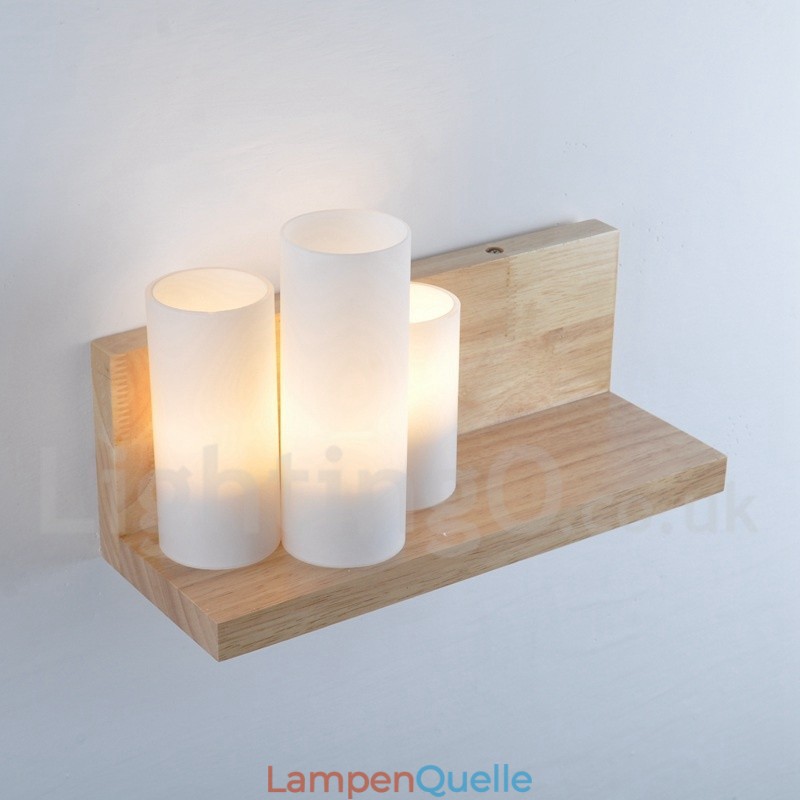 Mini-Stil Wandleuchten mit Glasschirmen Moderne zeitgenössische Holz Bambus Wandleuchte