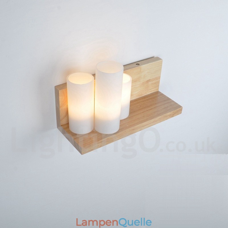 Mini-Stil Wandleuchten mit Glasschirmen Moderne zeitgenössische Holz Bambus Wandleuchte