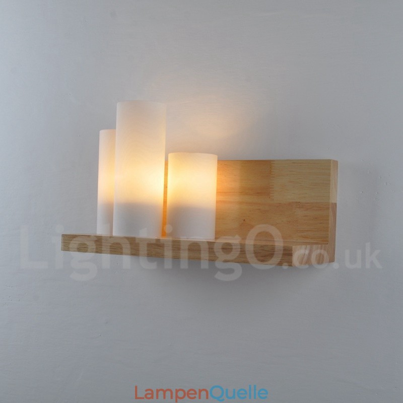 Mini-Stil Wandleuchten mit Glasschirmen Moderne zeitgenössische Holz Bambus Wandleuchte