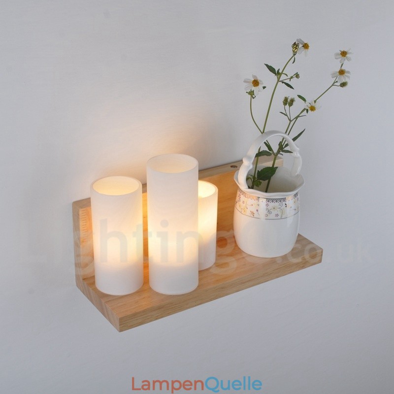 Mini-Stil Wandleuchten mit Glasschirmen Moderne zeitgenössische Holz Bambus Wandleuchte