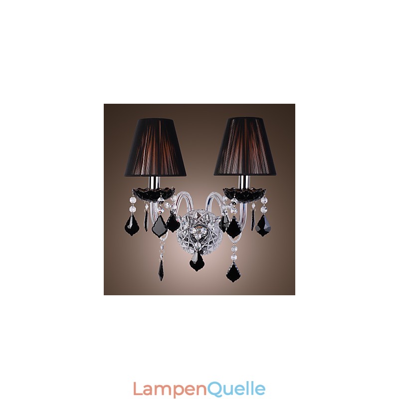 Crystal Wall Light with 2 Lights in Fabric Shade