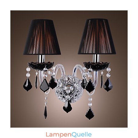 Crystal Wall Light with 2 Lights in Fabric Shade Crystal Wall Light with 2 Lights in Fabric Shade