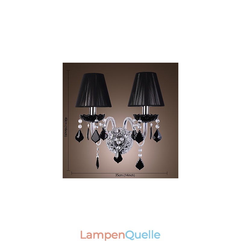 Crystal Wall Light with 2 Lights in Fabric Shade