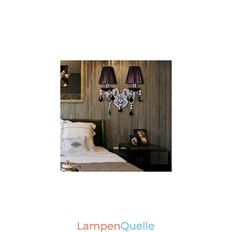 Crystal Wall Light with 2 Lights in Fabric Shade