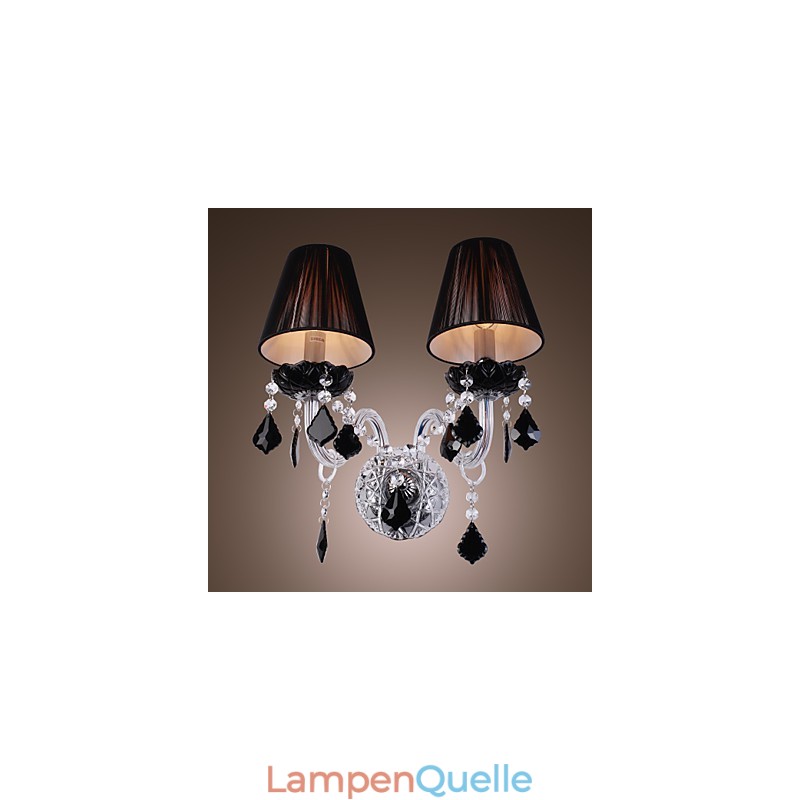 Crystal Wall Light with 2 Lights in Fabric Shade