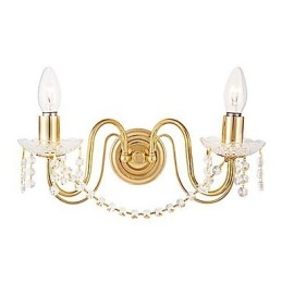 Goldene Kristall-Wandleuchte mit 2 Lichtern