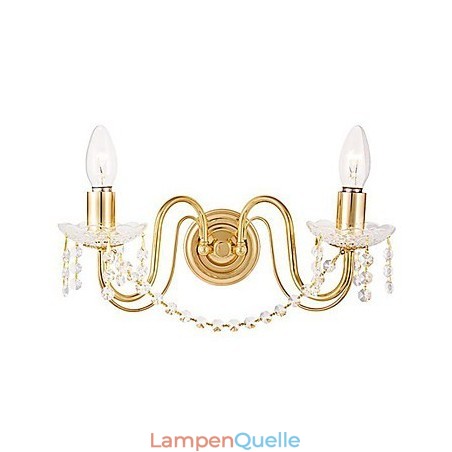 Goldene Kristall-Wandleuchte mit 2 Lichtern Goldene Kristall-Wandleuchte mit 2 Lichtern