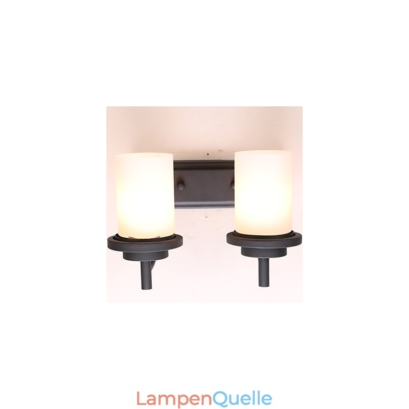 2 * Retro-Wandleuchte im klassischen Stil aus Eisen in Lackierung mit Milchglas