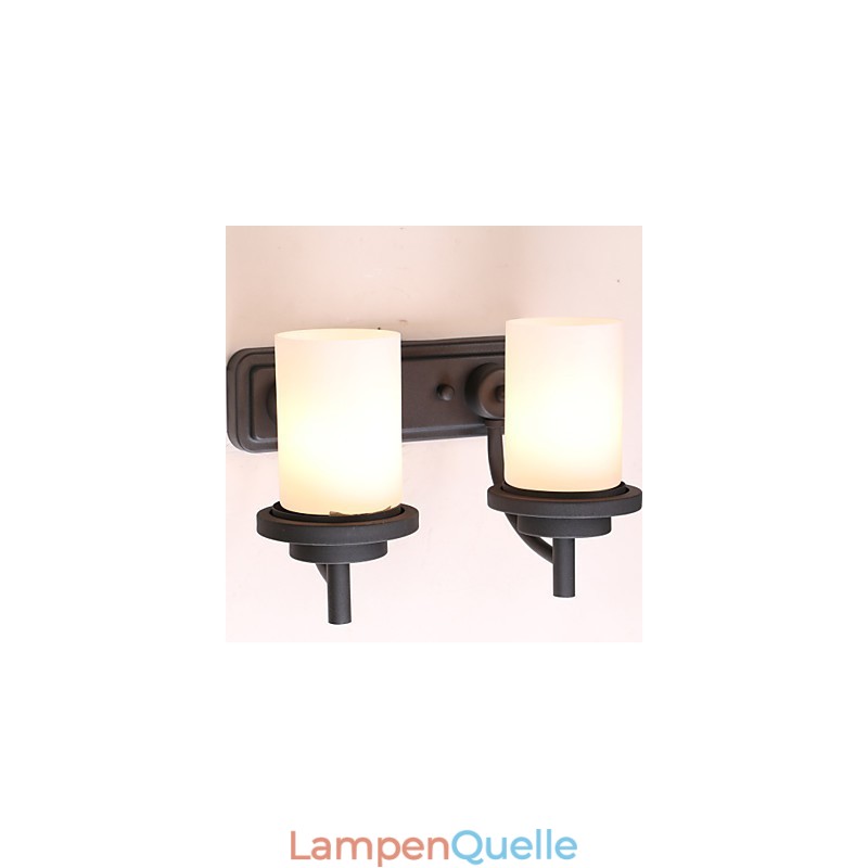2 * Retro-Wandleuchte im klassischen Stil aus Eisen in Lackierung mit Milchglas