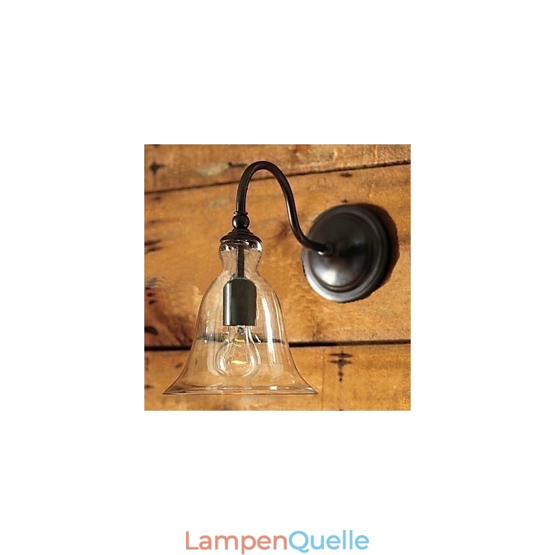 Von der Natur inspirierte Wandleuchte aus Eisen mit transparentem Glasschirm