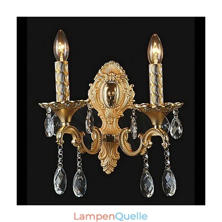 Goldene Kristall-Wandleuchte mit 2 Lichtern Goldene Kristall-Wandleuchte mit 2 Lichtern