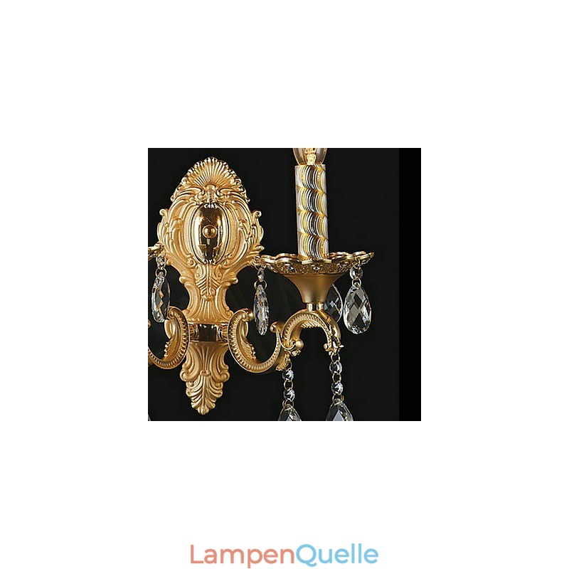 Goldene Kristall-Wandleuchte mit 2 Lichtern