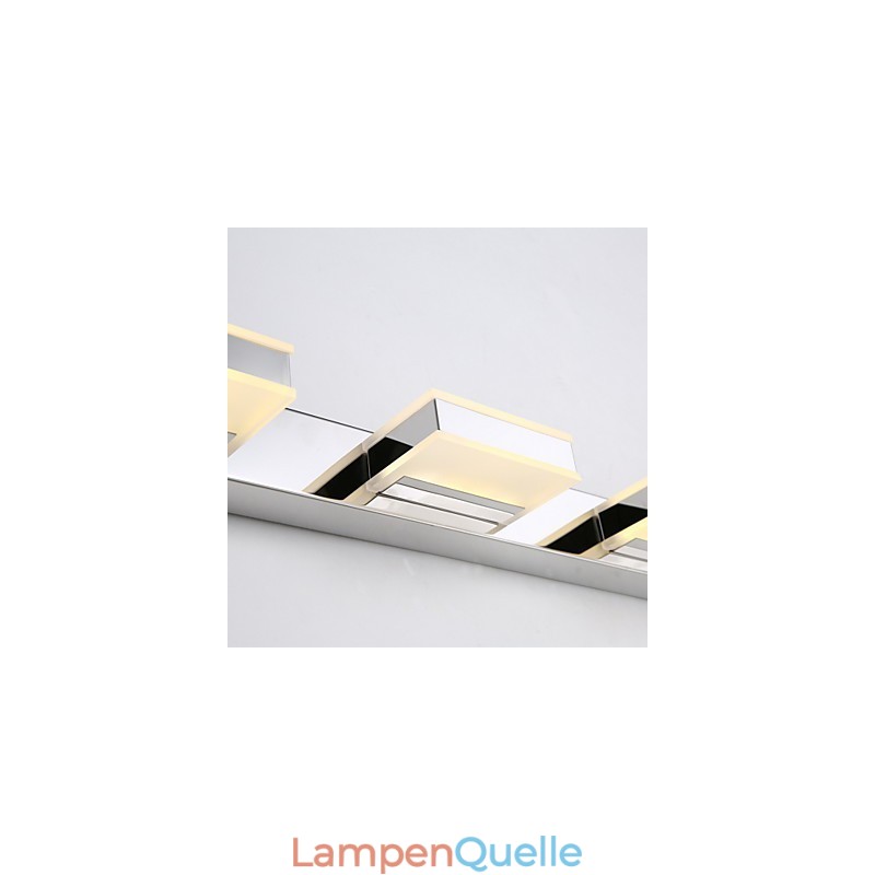 Quadratische Spiegellampe aus Edelstahl und Acryl