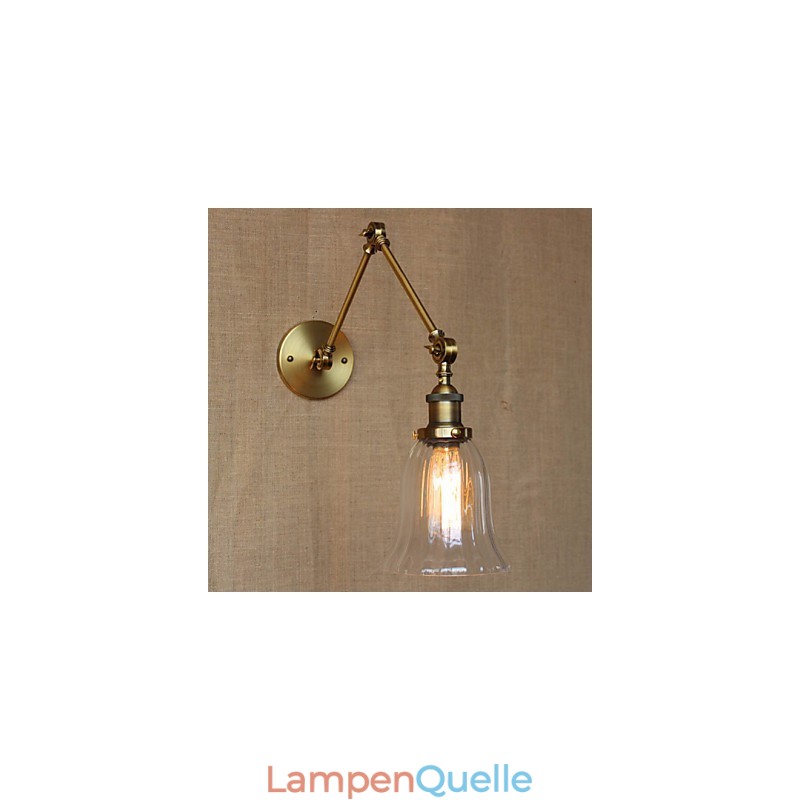American Country Milan Nordic Bronze Überzug Glas Doppelarm Langer Arm der Balkonwanddekoration