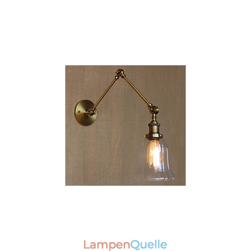 American Country Milan Nordic Bronze Überzug Glas Doppelarm Langer Arm der Balkonwanddekoration