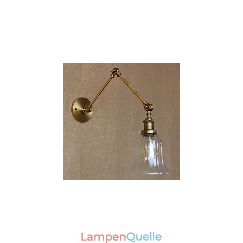 American Country Milan Nordic Bronze Überzug Glas Doppelarm Langer Arm der Balkonwanddekoration