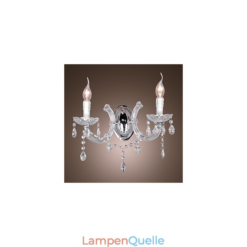 Elegante Kristall-Wandleuchte mit 2 Lichtern