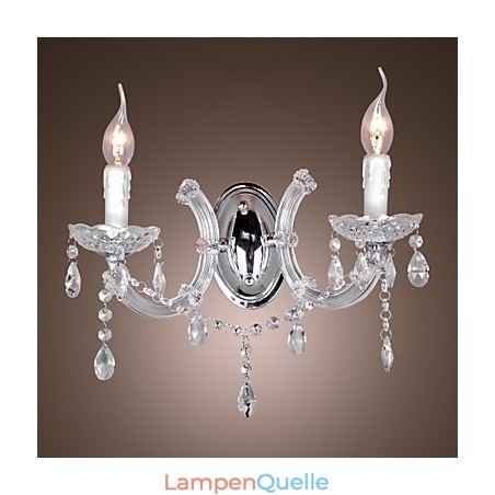 Elegante Kristall-Wandleuchte mit 2 Lichtern Elegante Kristall-Wandleuchte mit 2 Lichtern