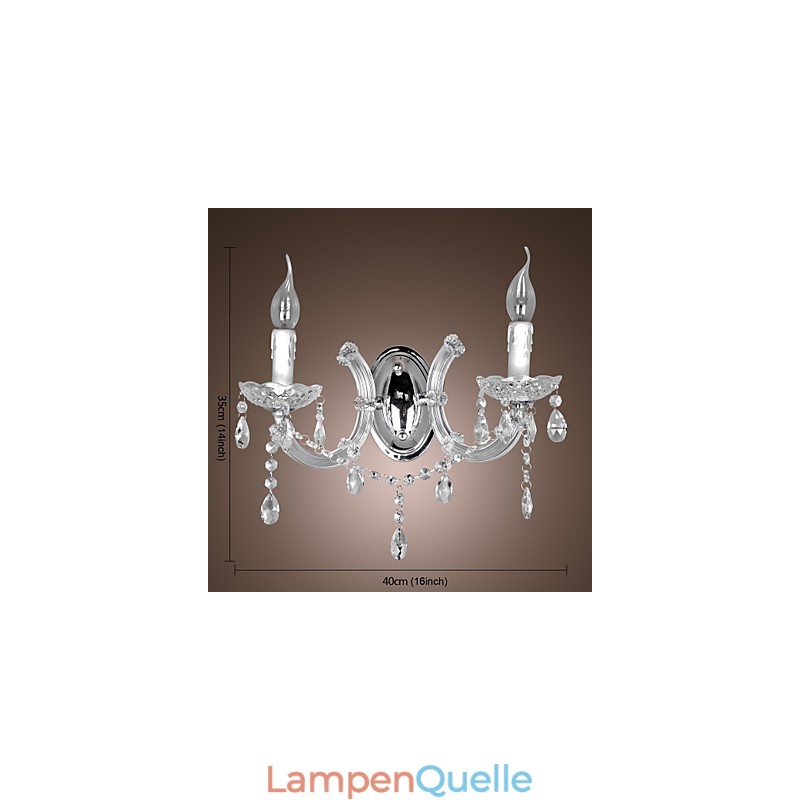 Elegante Kristall-Wandleuchte mit 2 Lichtern