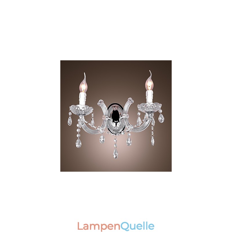 Elegante Kristall-Wandleuchte mit 2 Lichtern