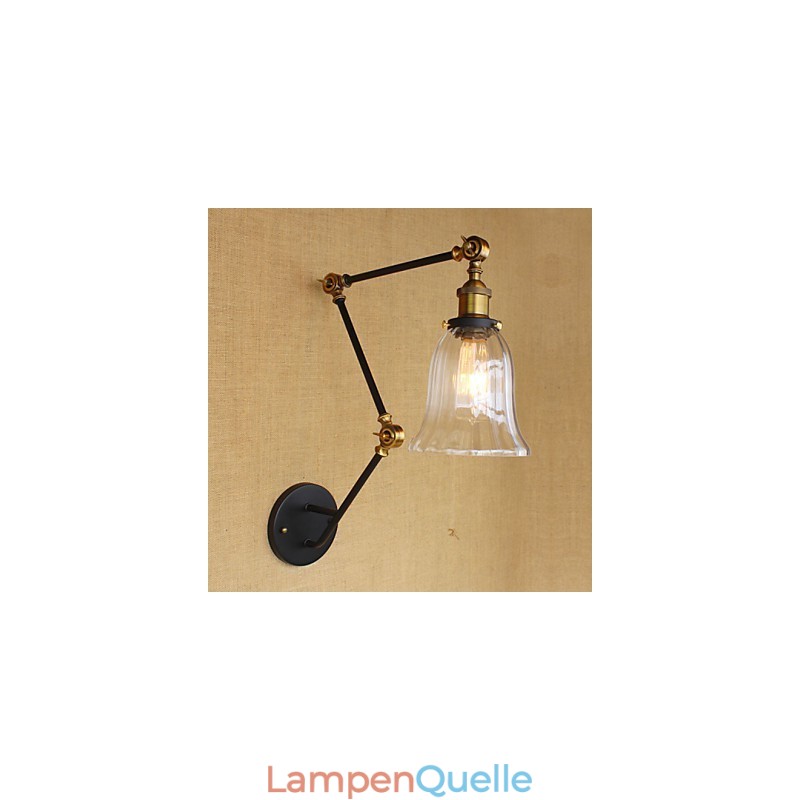 American Country Simple Retro Glass Lampshade Three Adjusting The Length Of The Long Arm Tube Wall