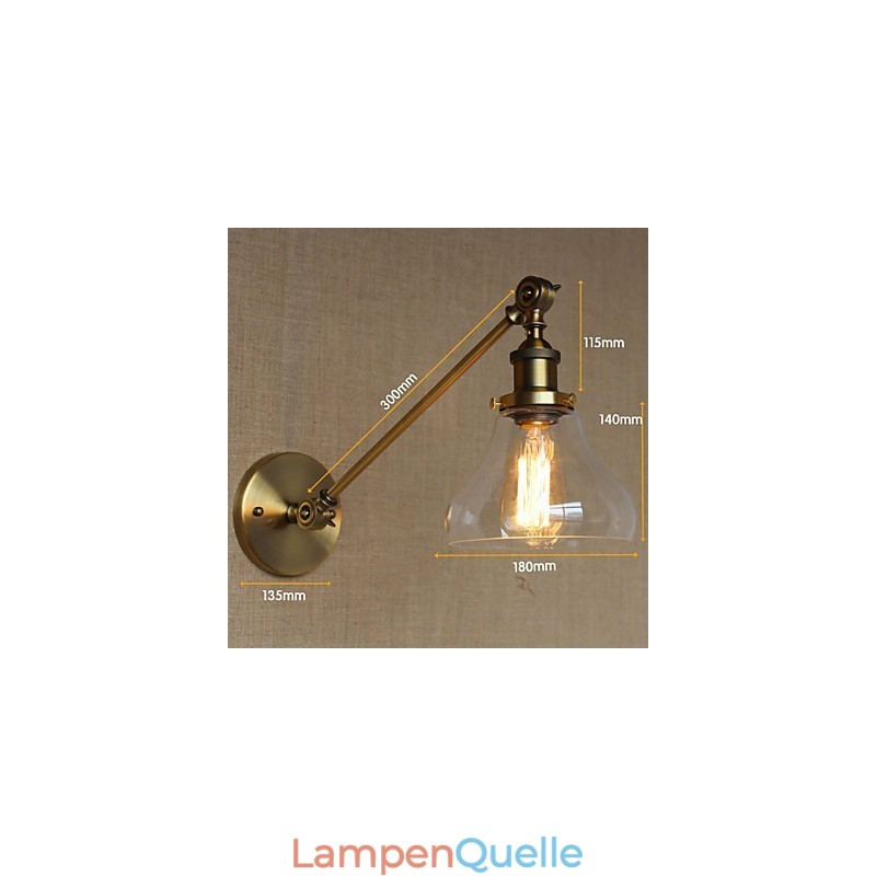 Die Eisen Glas Bronze Messing Arm Stil Retro Kreative Amerikanischen Land Halle Schlafzimmer Wand Lampe