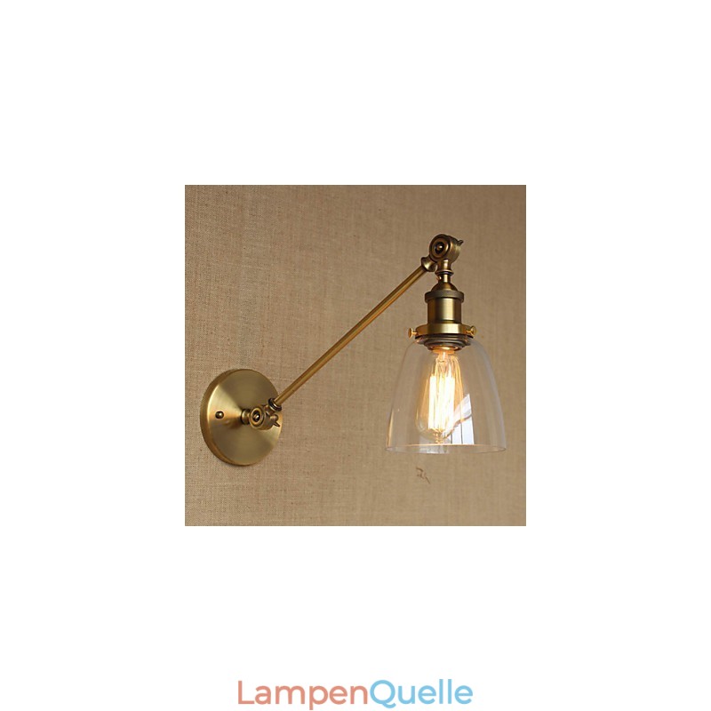 The Iron Glass Bronze Brass Arm Style Retro Creative American Country Hall Bedroom Wall Lamp