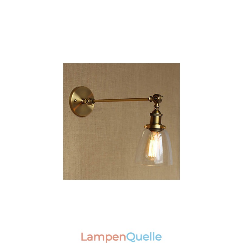 The Iron Glass Bronze Brass Arm Style Retro Creative American Country Hall Bedroom Wall Lamp