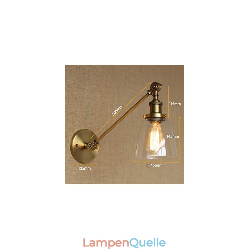 The Iron Glass Bronze Brass Arm Style Retro Creative American Country Hall Bedroom Wall Lamp