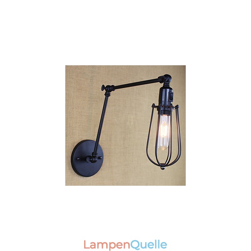 Stil Bett Hotel Restaurant Projekt Eisen Arm Doppel Retro Vintage Schwarz Gürtel Wand Lampe Schalter