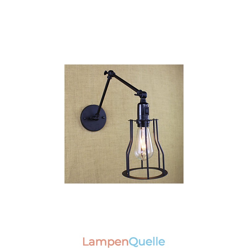 Stil Bett Hotel Restaurant Projekt Eisen Arm Doppel Retro Vintage Schwarz Gürtel Wand Lampe Schalter