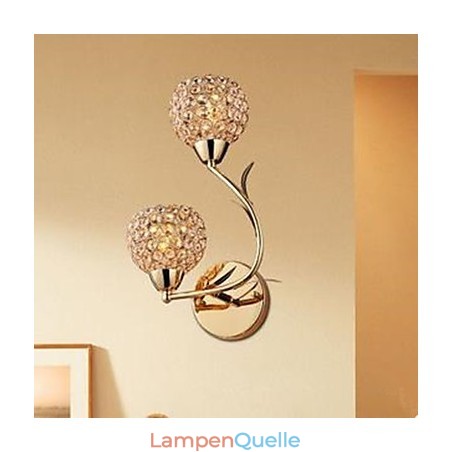 Vertraglich und zeitgenössische goldene doppelköpfige K9 Kristallwandlampe Vertraglich und zeitgenössische goldene doppelköpfige K9 Kristallwandlampe