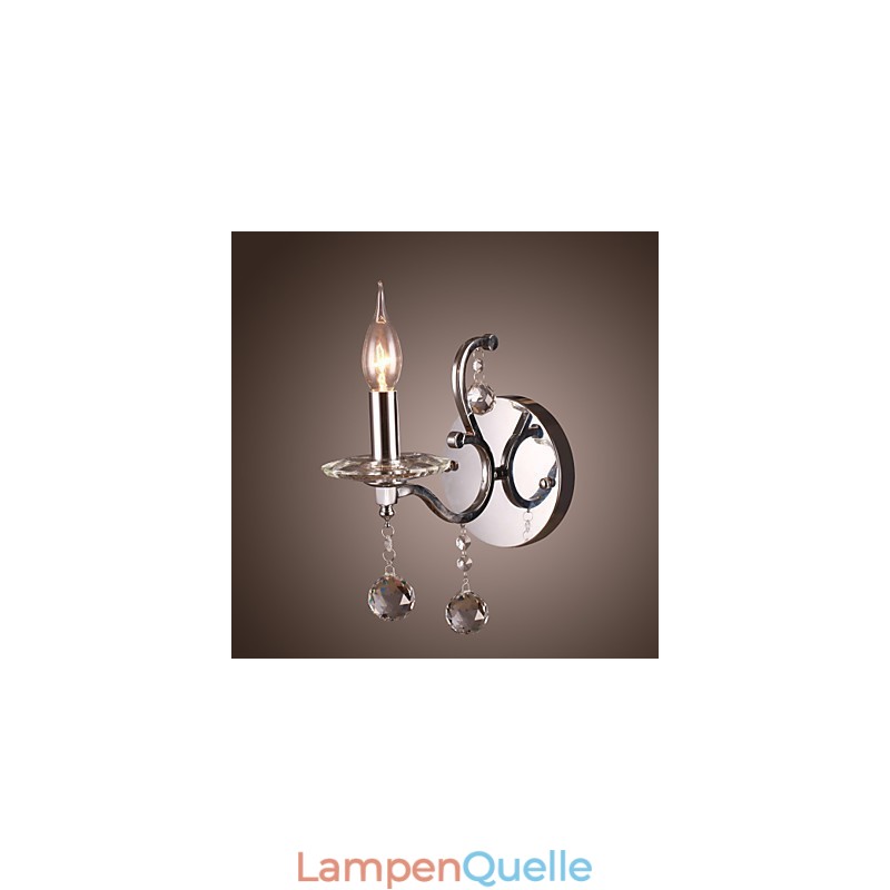 Silberne Kristall-Wandleuchte mit 1 Licht
