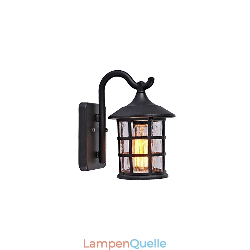 Antike rustikale Eisen wasserdichte Außenwandlampe Vintage Laternenlicht Rostig Mattschwarz Korridor Flur Wandleuchte