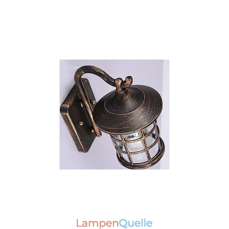 Antike rustikale Eisen wasserdichte Außenwandlampe Vintage Laternenlicht Rostig Mattschwarz Korridor Flur Wandleuchte
